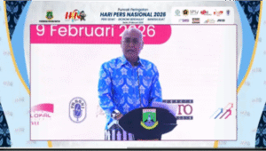 ketua umum pusat pwi, munir memberi sambutan dalam acara puncak hari pers nasional (hpn) 2026 di Serang, Banten. (Tangkapan layar: Youtube PWI)