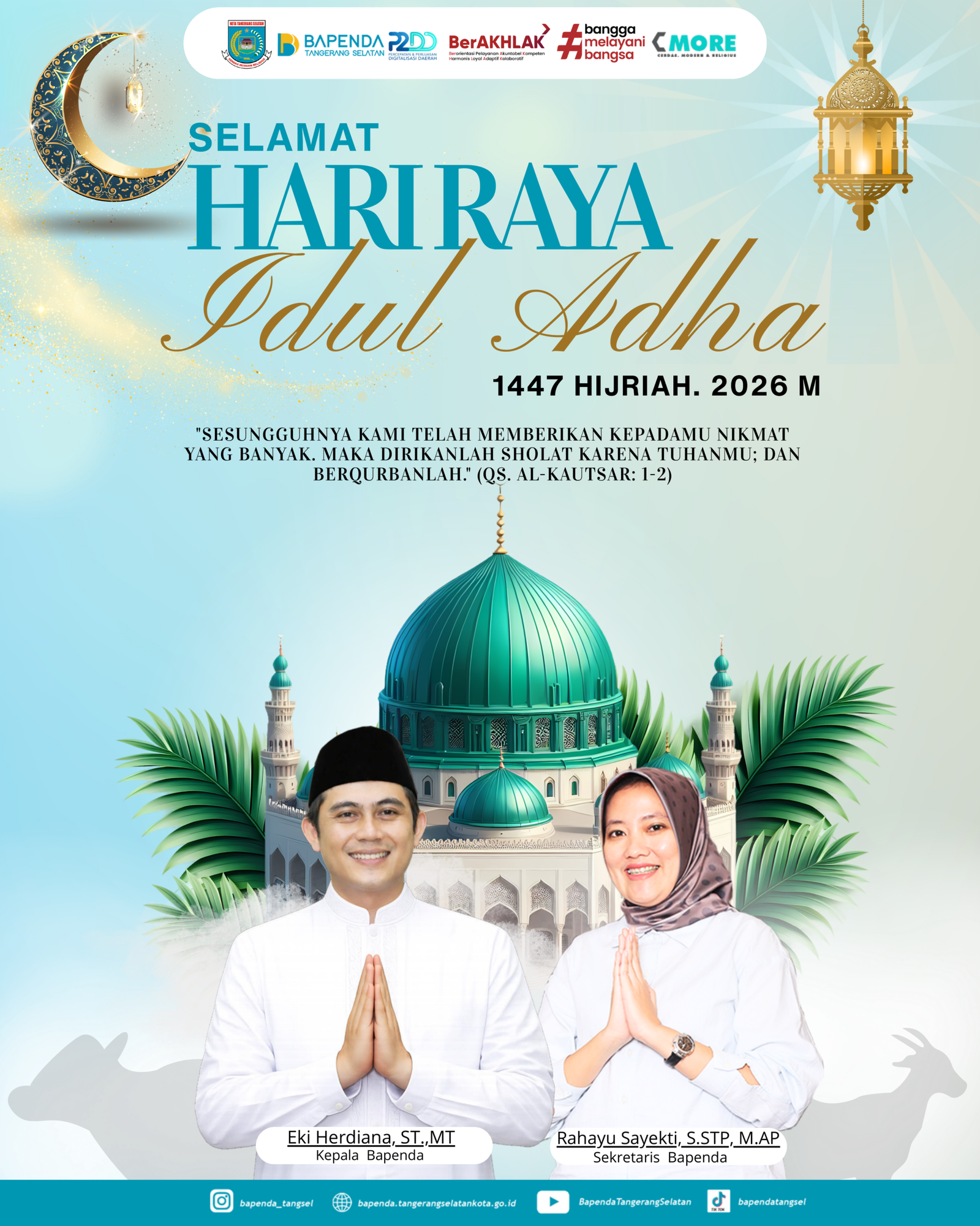 Bapenda Tangsel mengucapkan selamat hari raya idul adha 1447 H / 2026 M