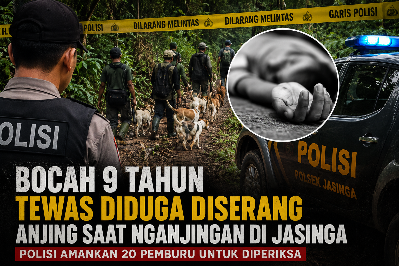 Polisi Amankan 20 Pemburu Usai Bocah Tewas Diduga Diserang Anjing Saat Nganjingan di Jasinga